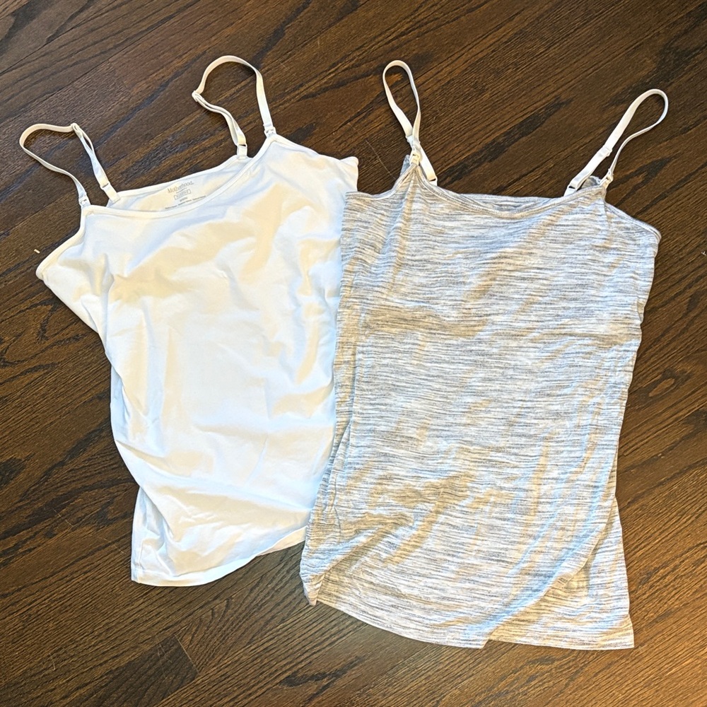 Motherhood White and Gray Nursing Cami Set